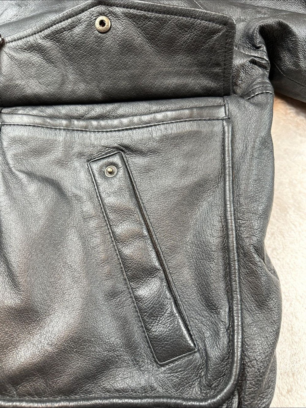 David Taylor Genuine Leather Bomber Jacket Black Men’s Large L Insulated | Biker