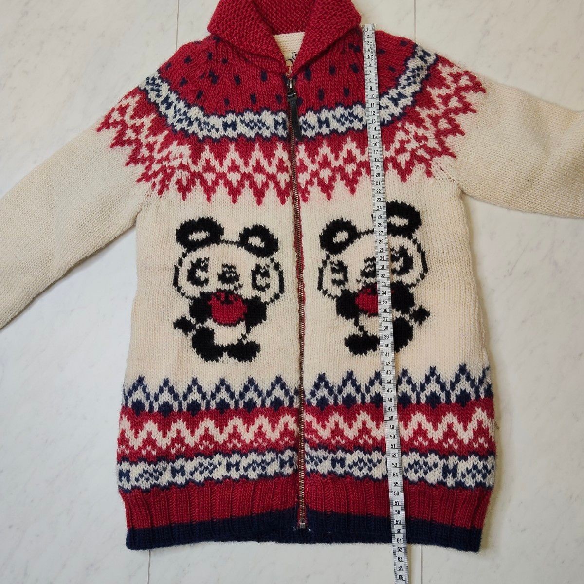 Hysteric Glamour Apple Panda Knit Cowichan Sweater Red One Size Wool Women’s