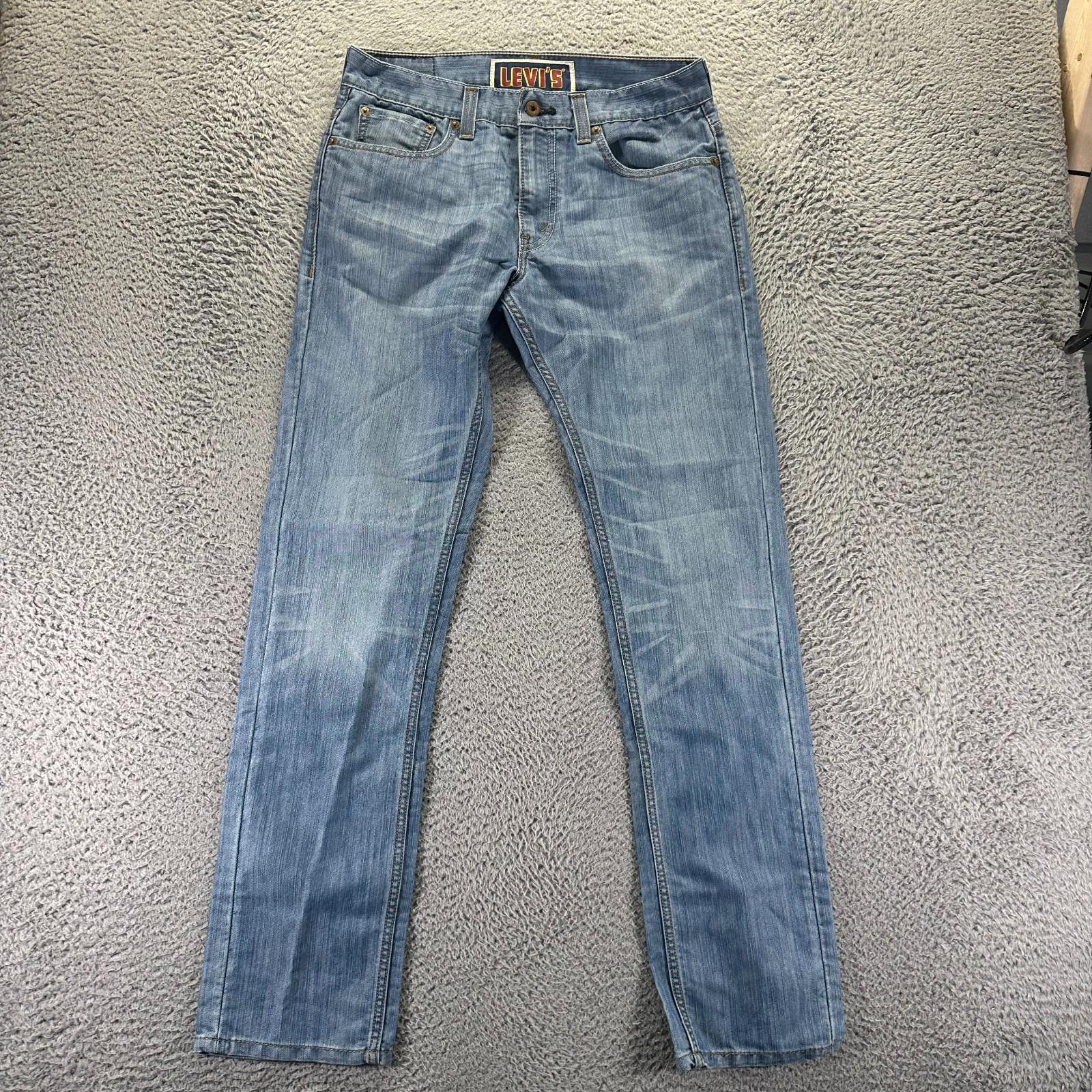 Levi’s 511 Jeans Mens 34×34 Blue Cotton Denim Skinny Faded Workwear Whiskered