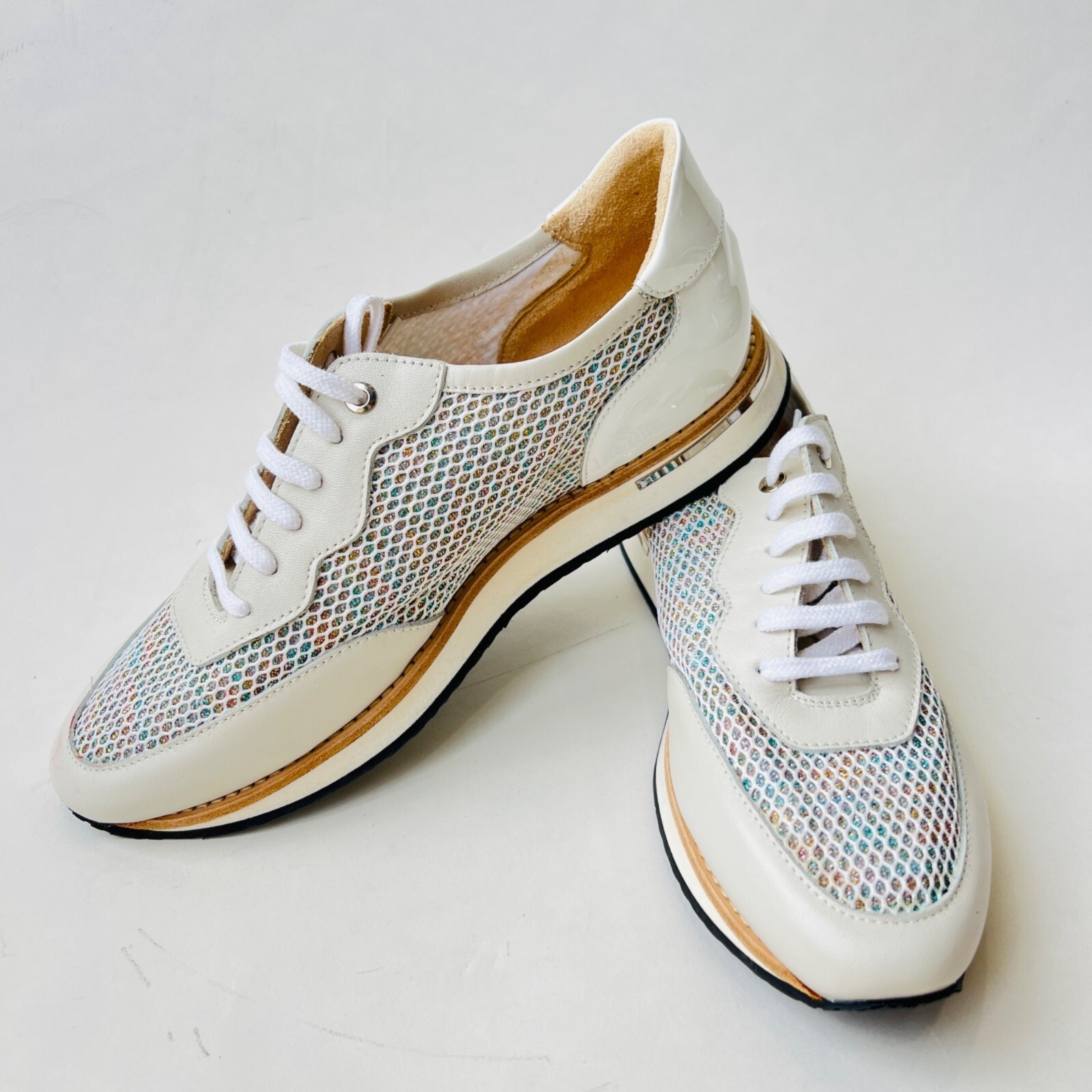 Aquatalia mesh and leather Nahla sneakers, White, Size 9