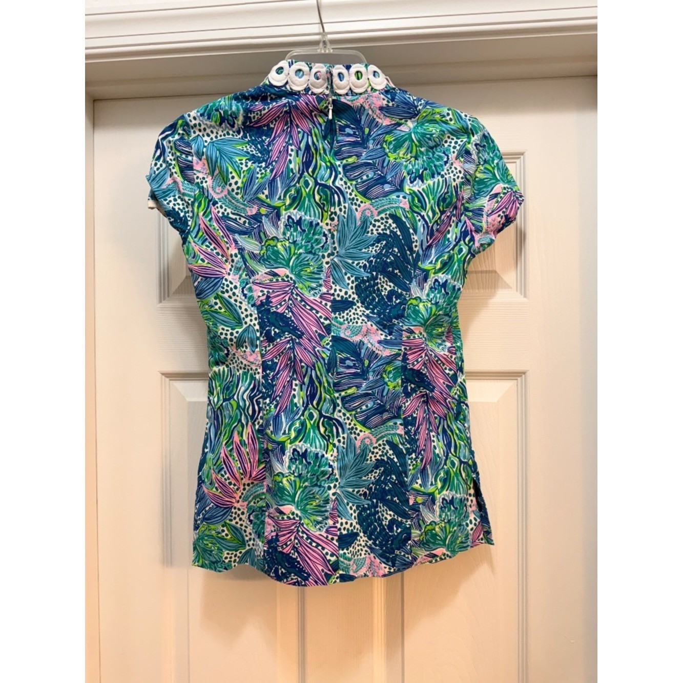 Lilly Pulitzer Size 00 Printed Tunic Top Zip Front & Back With Lining
