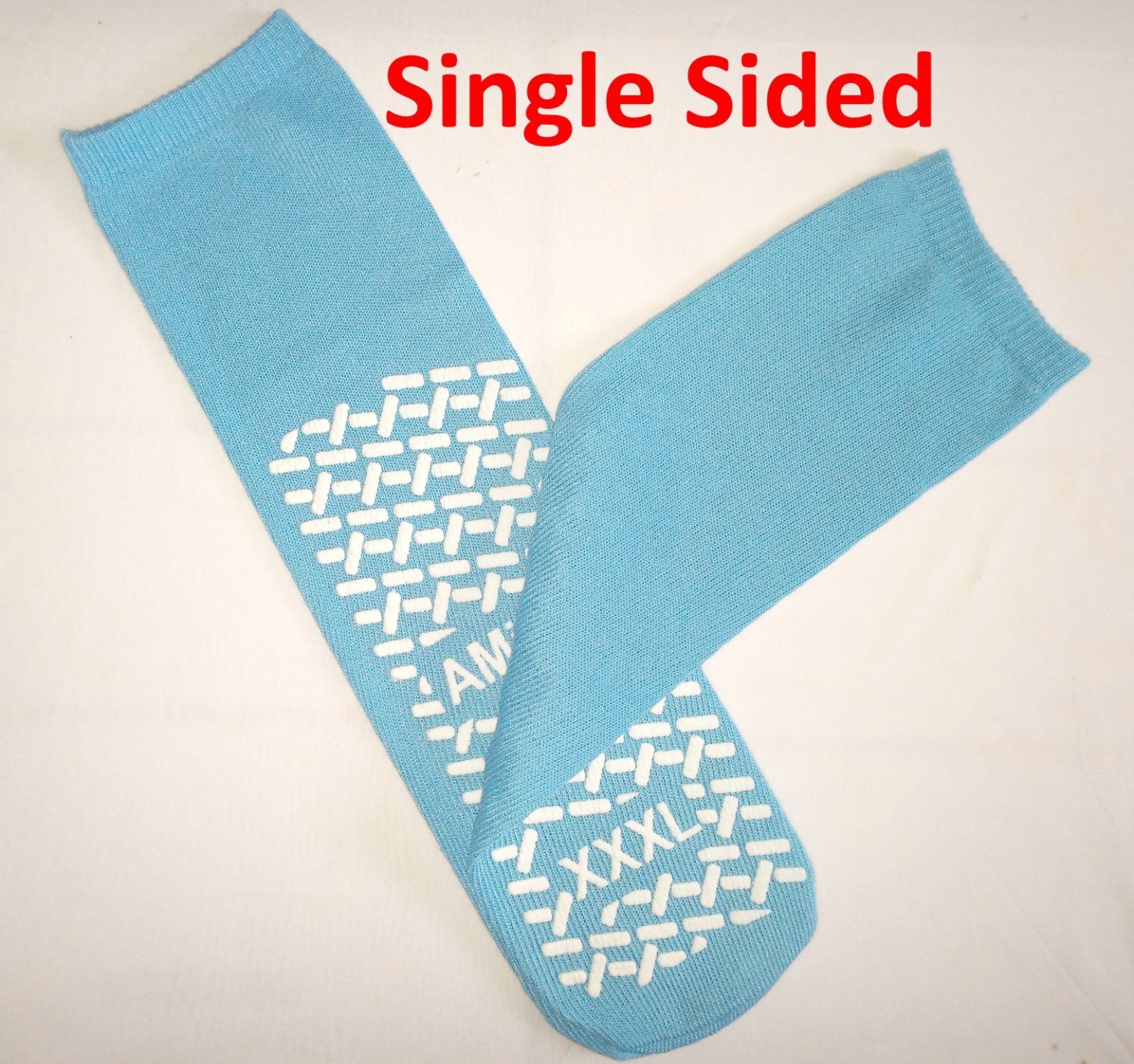 3 Pairs McKesson Bariatric Single Sided Slipper Socks Extra Wide Royal Blue.