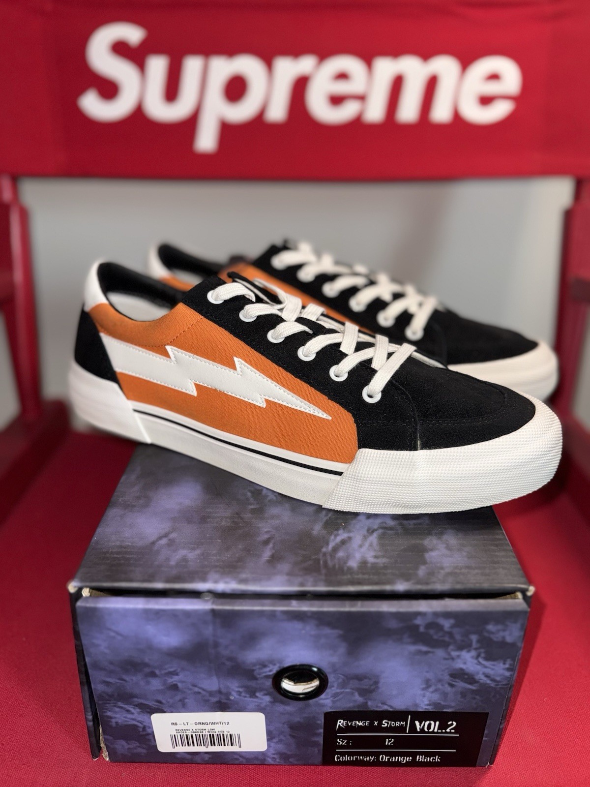 Revenge X Storm Vol. 2 Lo-Top Black/Orange & White Sneakers Unisex 12M