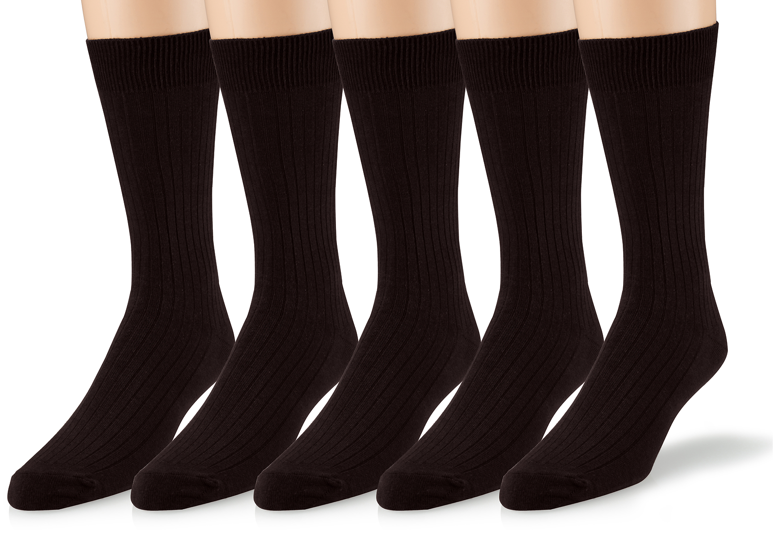 EMEM Men’s Ribbed Cotton Classic Crew Dress Socks 5-Pack, Big and Tall Available