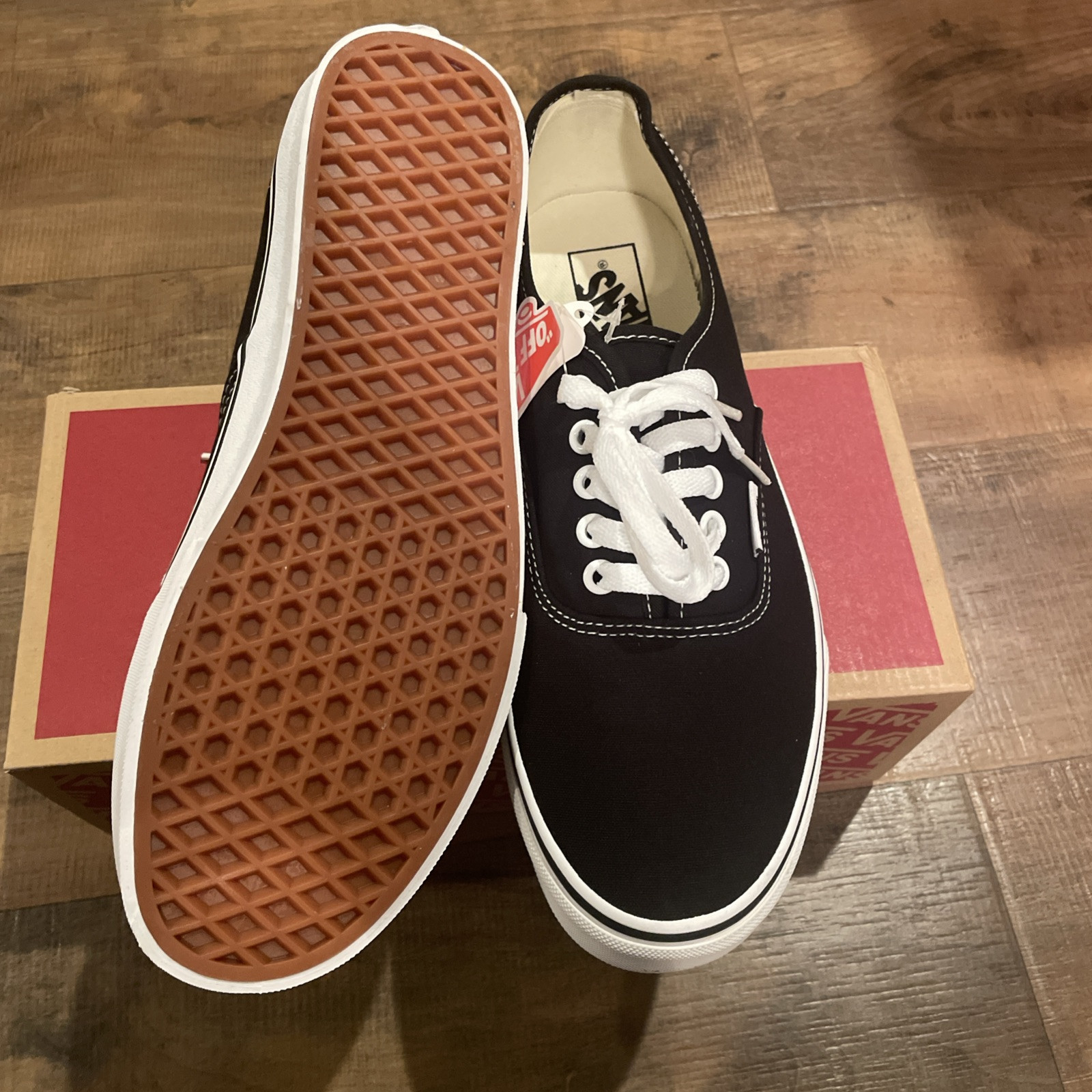 Vans Authentic Low Top Black White VN000EE3BLK Mens Size 9 Womens 10.5 NEW!