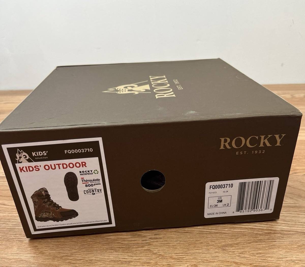 Rocky Kids Hunting Waterproof Camo Boots Size 3 NEW