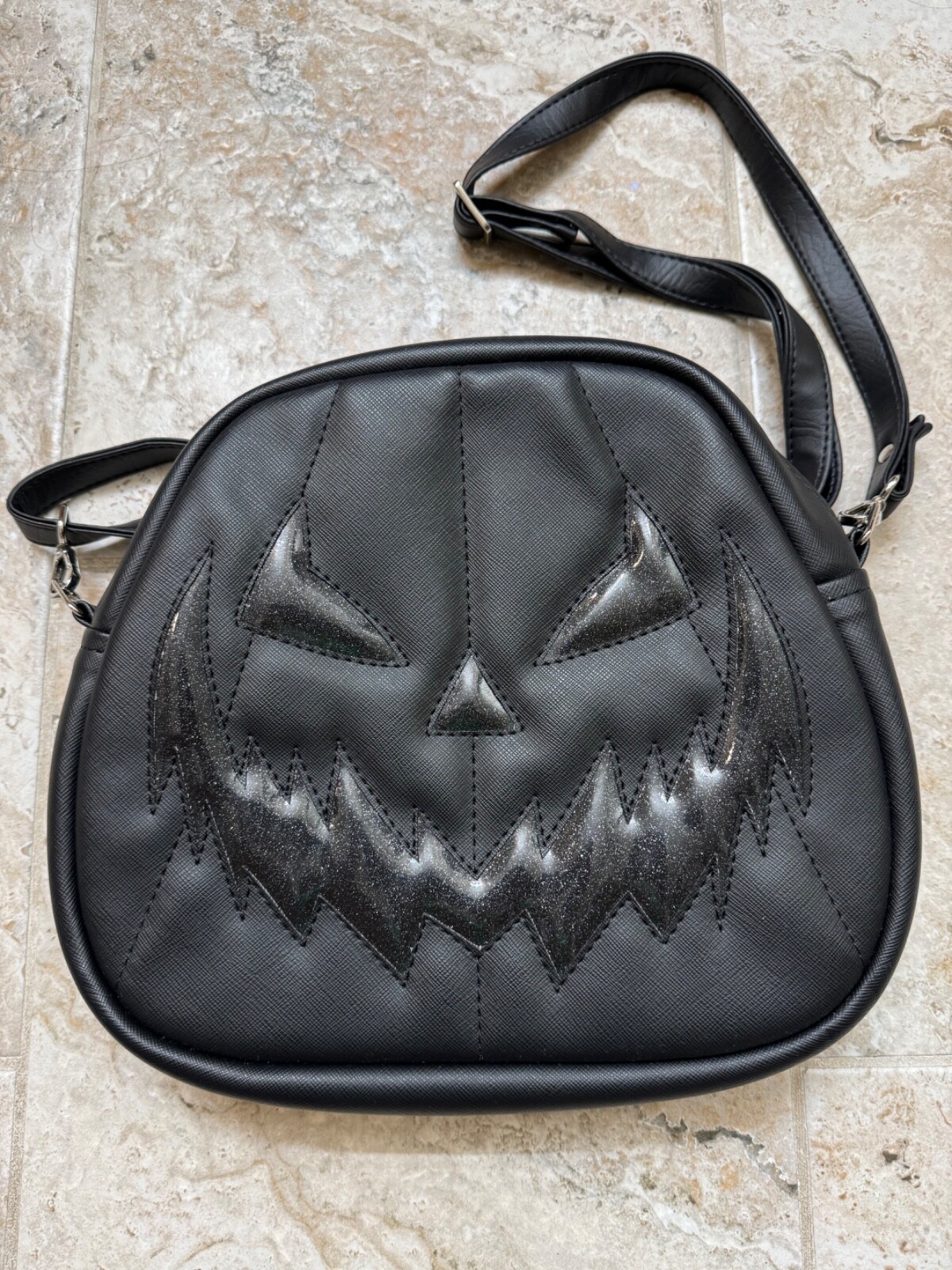 Rock Sand Sews Black Glitter Halloween Pumpkin Bag Purse