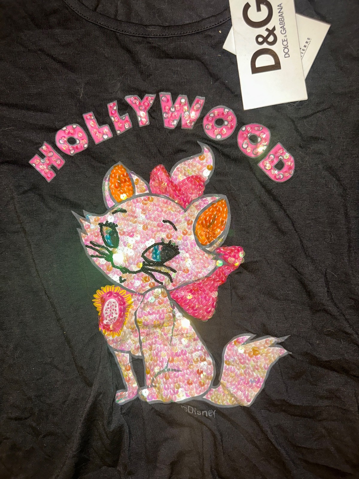 Dolce & Gabbana Song-Sleeve Sequin Cat Embellished “Hollywood” SZ M