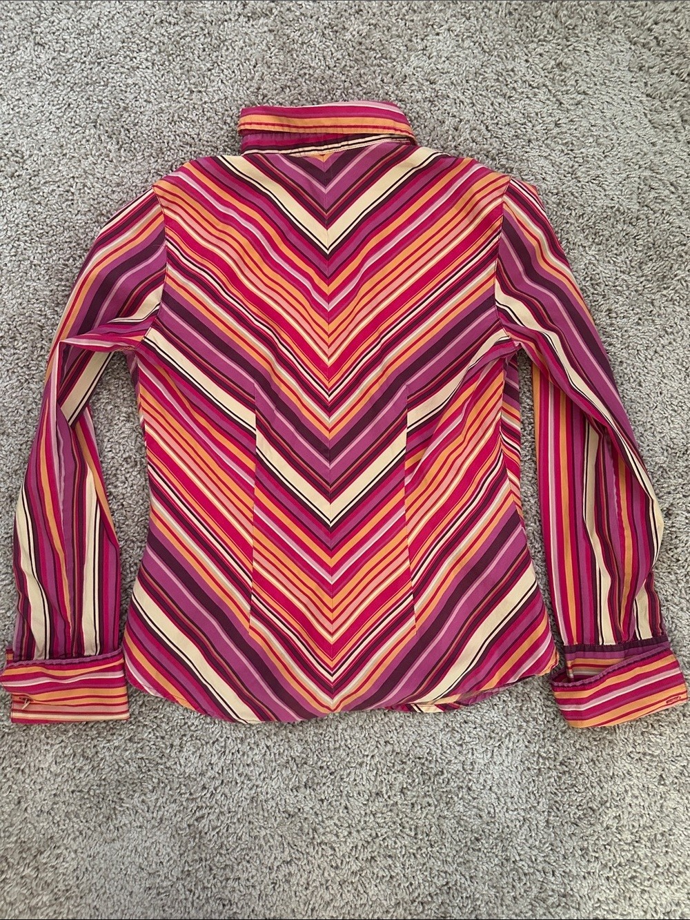 Y2K GAP striped fitted button up | pink orange retro preppy top Size Small