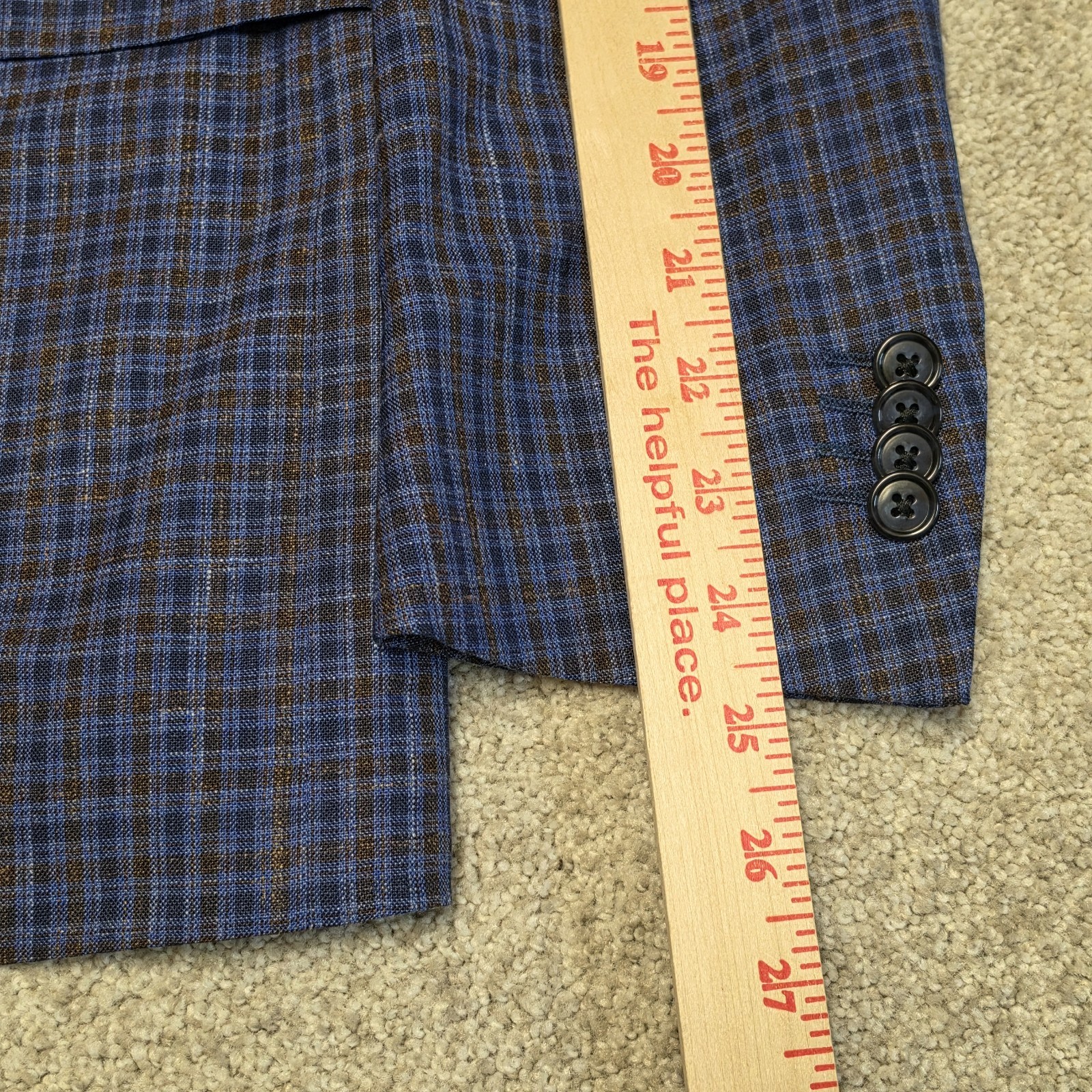 Corneliani Unstructured Blazer US 38R IT 48R Wool Silk Linen Blue Check Italy