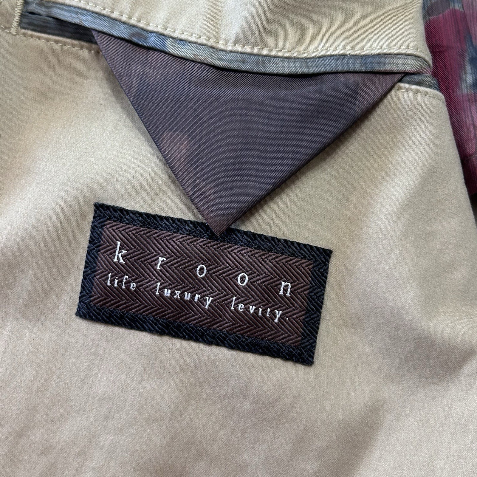 Kroon HARRISON Unstructured Summer Blazer 38R Khaki Tan Cotton Stretch Casual VG