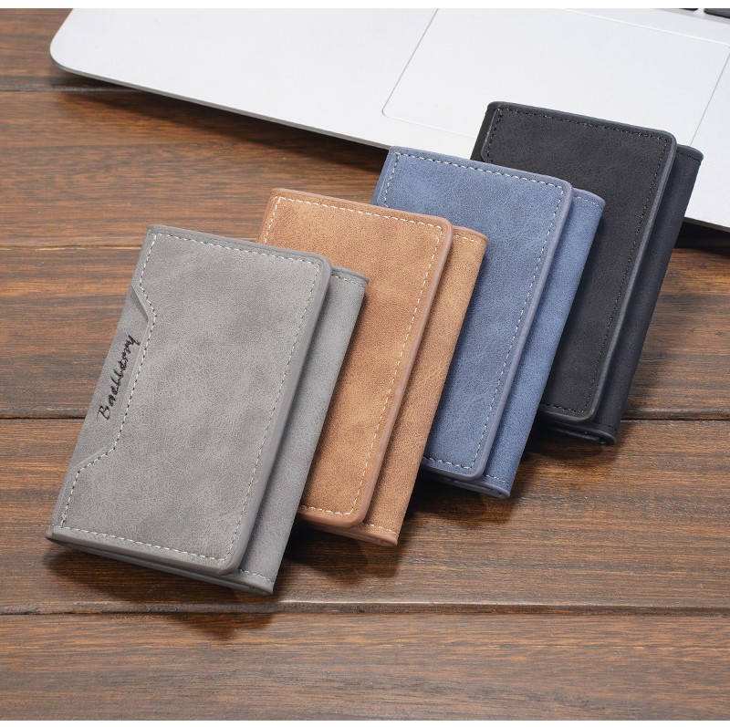 Men Slim Wallet Trifold PU Leather Front Pocket Credit Card Holder Handbag Purse