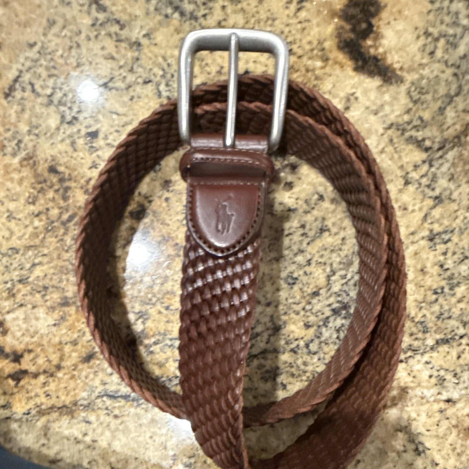 Polo Ralph Lauren Brown Braided Adjustable Belt, Size 34
