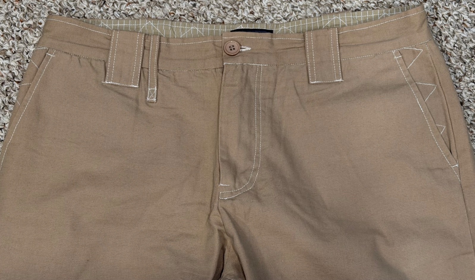 Rogues Gallery Men’s XL Tan Canvas Pants 36×28 Relaxed Straight Contrast Stitch