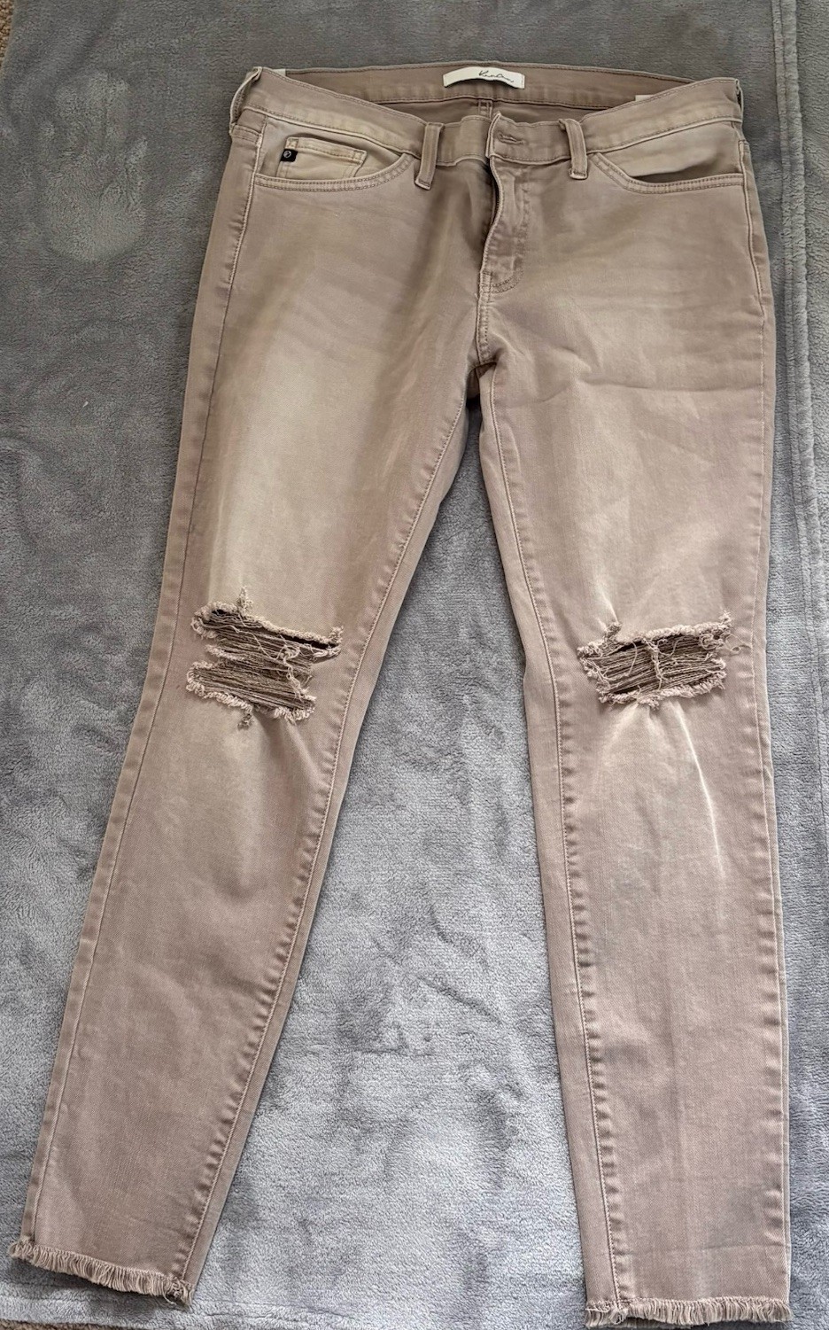 KanCan Womens Taupe Skinny Jeans Stretch Light Wash Mid Rise Slim Fit 28