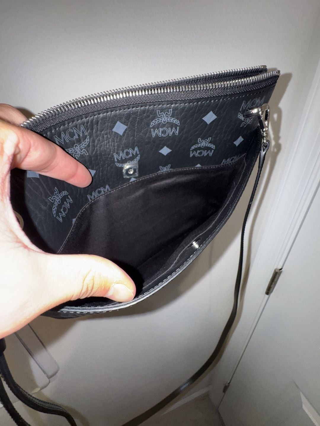 MCM Medium Crossbody Pouch in Black Visetos Original