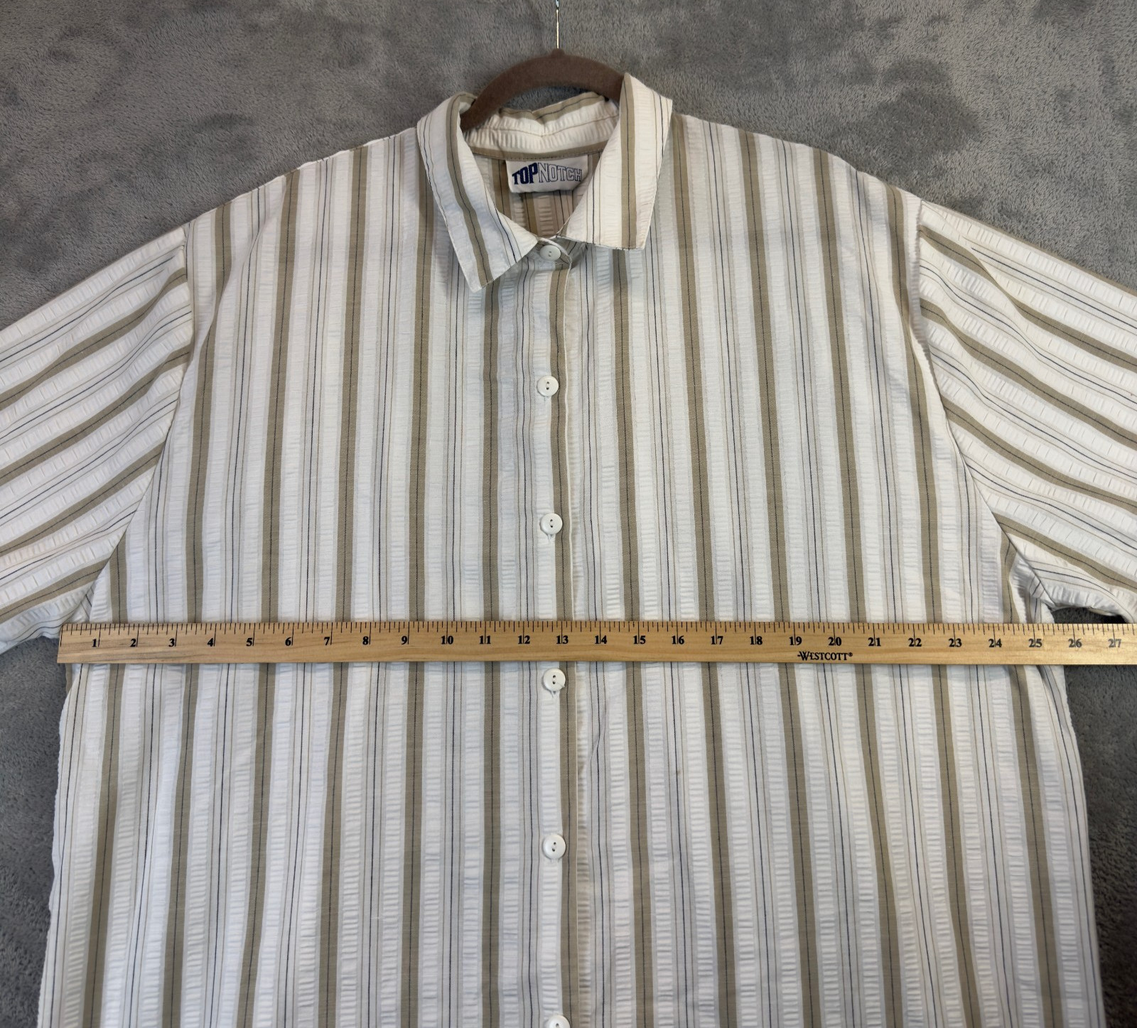 Top Notch Shirt Women Plus 22W-24W White Striped Short Sleeve Button Up VTG 80s