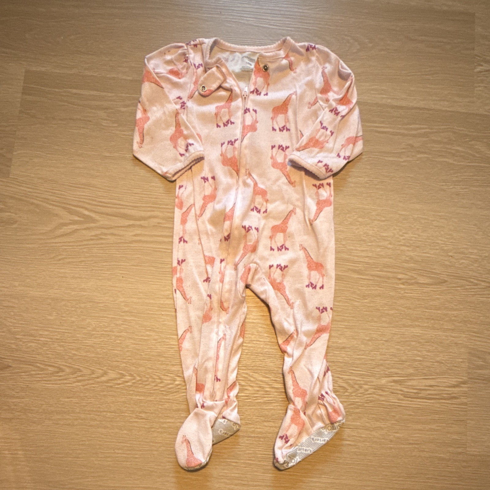 Simple Joys 12M Cotton Knit Zip-Front Footed One-Piece Sleeper Giraffe Print