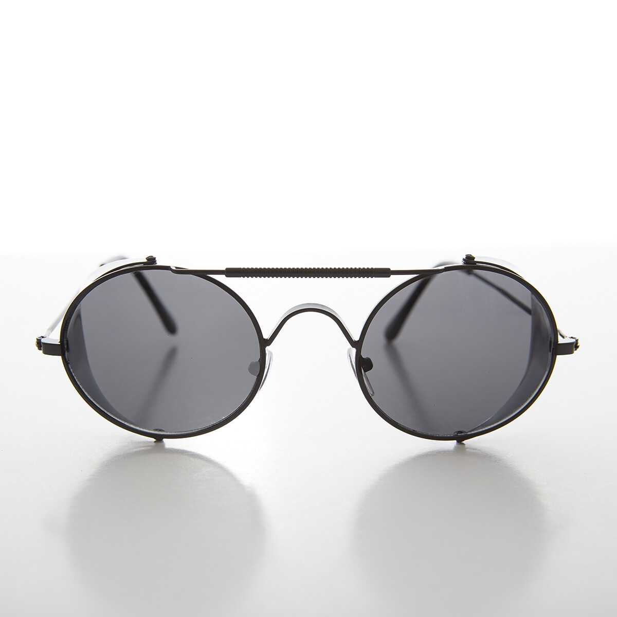 Black Metal Steampunk Sunglass with Folding Side Shields Gray Lens – Bram