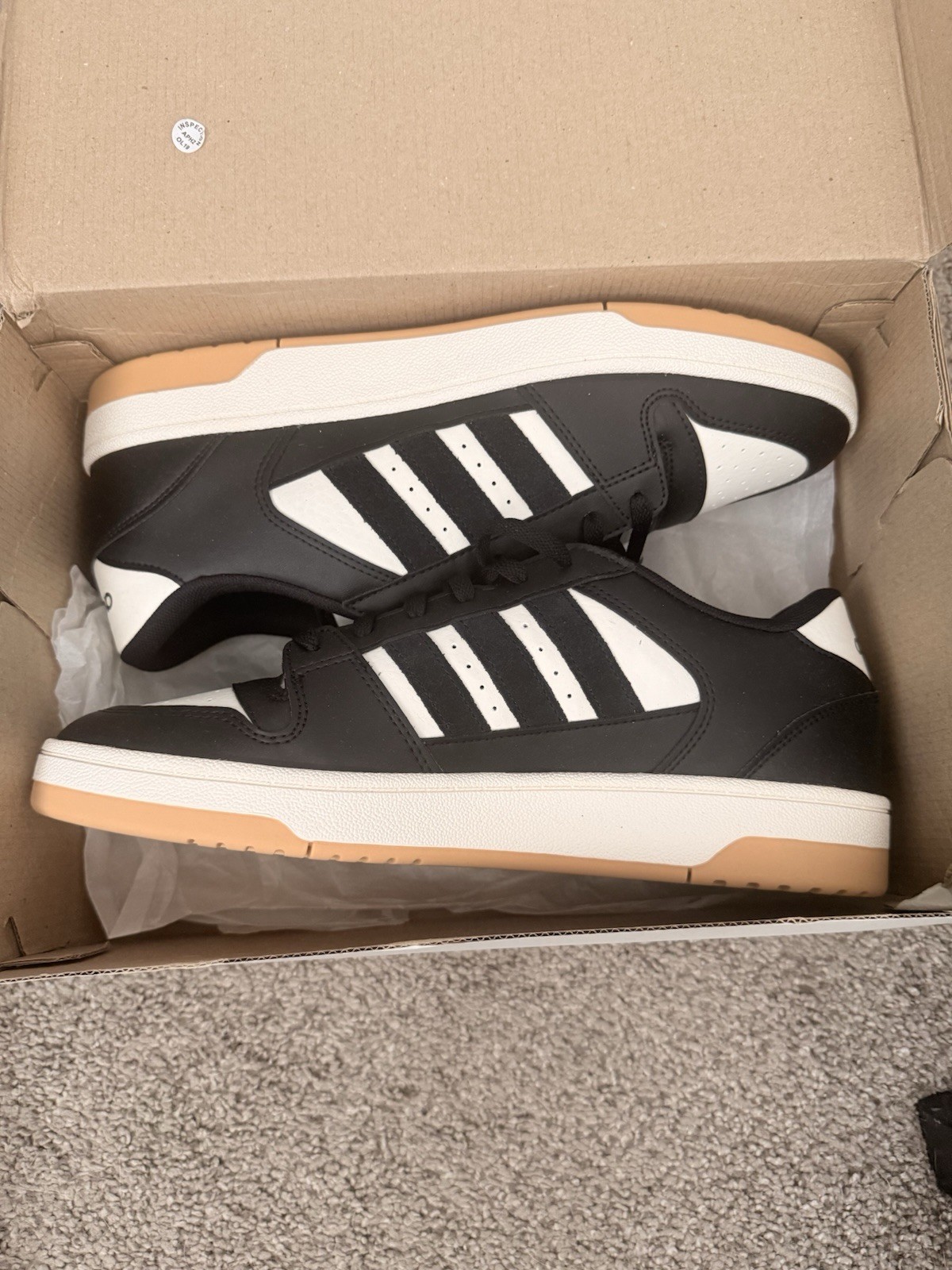 adidas Break Start Low Top Lace-Up Basketball Sneakers Black White Gum Rubber