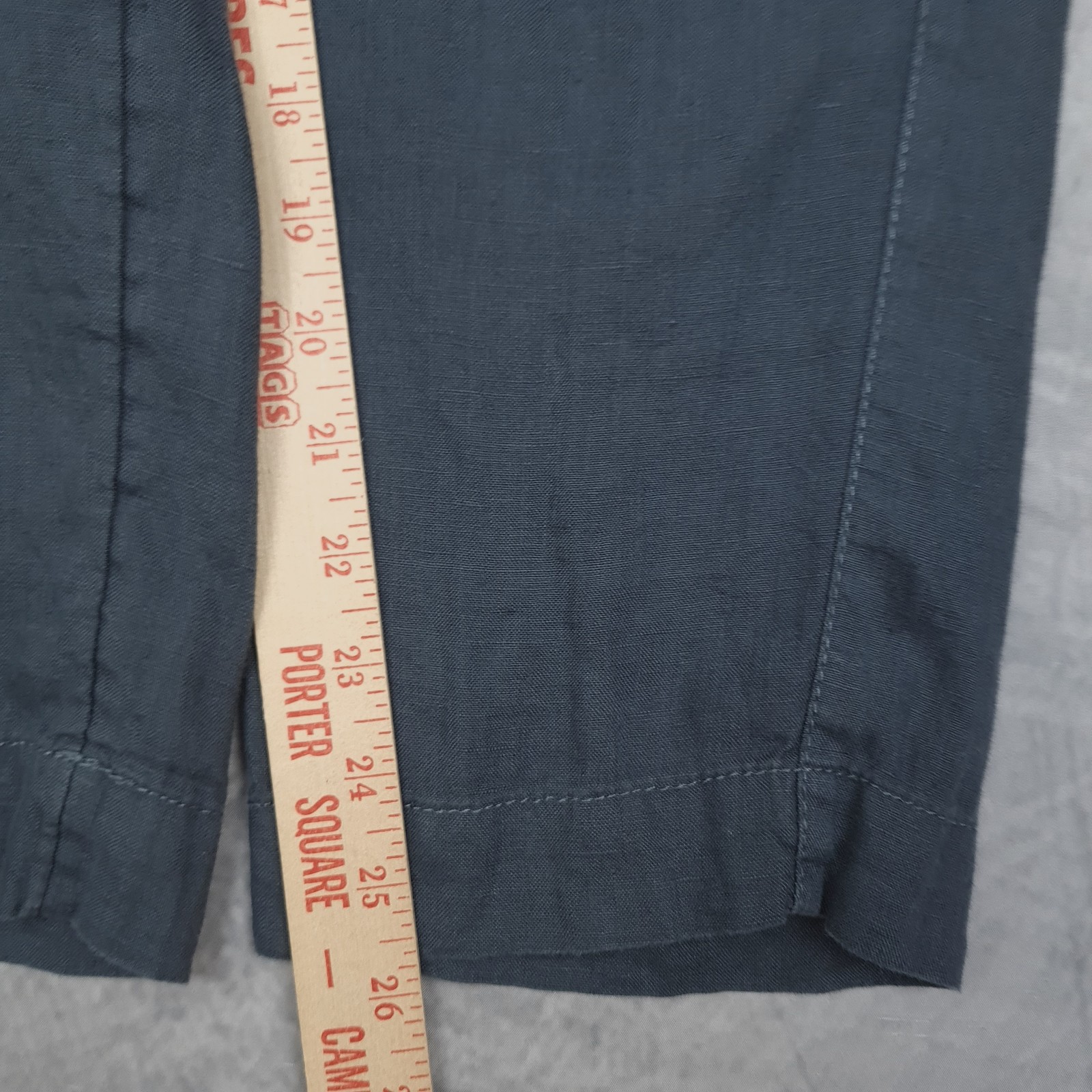 Athleta Pants Womens 2 Blue Linen Cropped Adjustable Waist Tabs Casual Summer