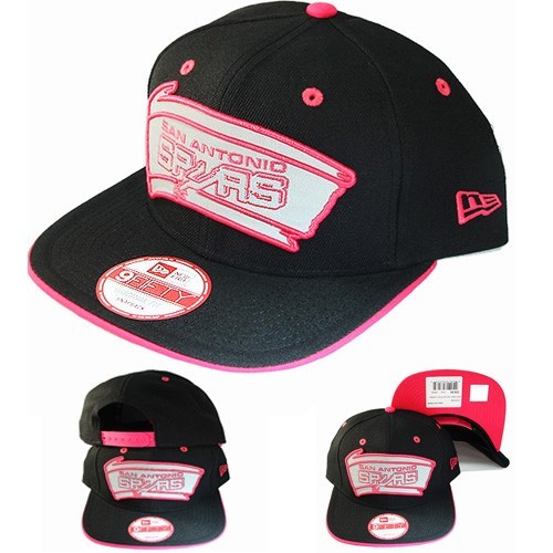 New Era San Antonio Spurs Snapback Hat NBA Classic Hot Pink Reflective Logo Cap