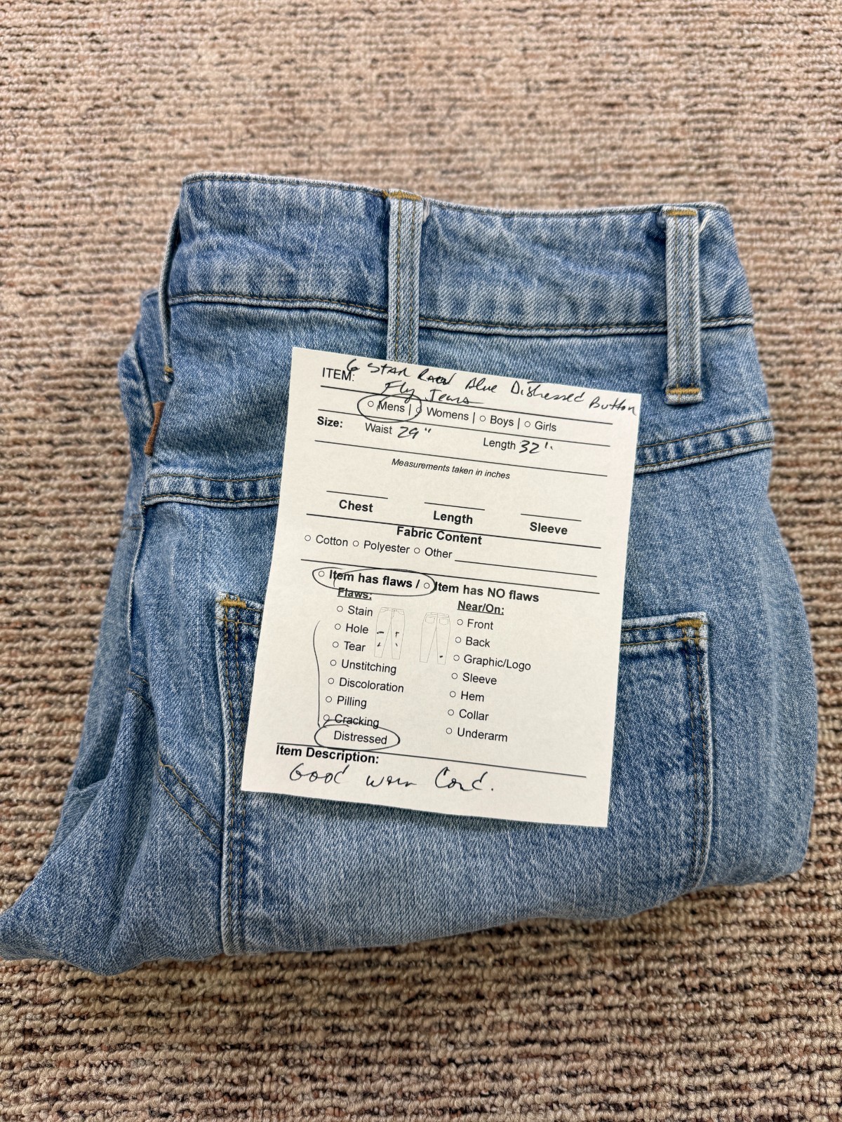 G-STAR RAW Denim 5620 3D Slim TAPERED Distressed Jeans Size W29 X L32