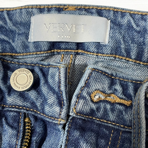 Vervet Womens Frayed Hem Cropped Blue Jeans Size 25 Wide Leg Stretch Denim
