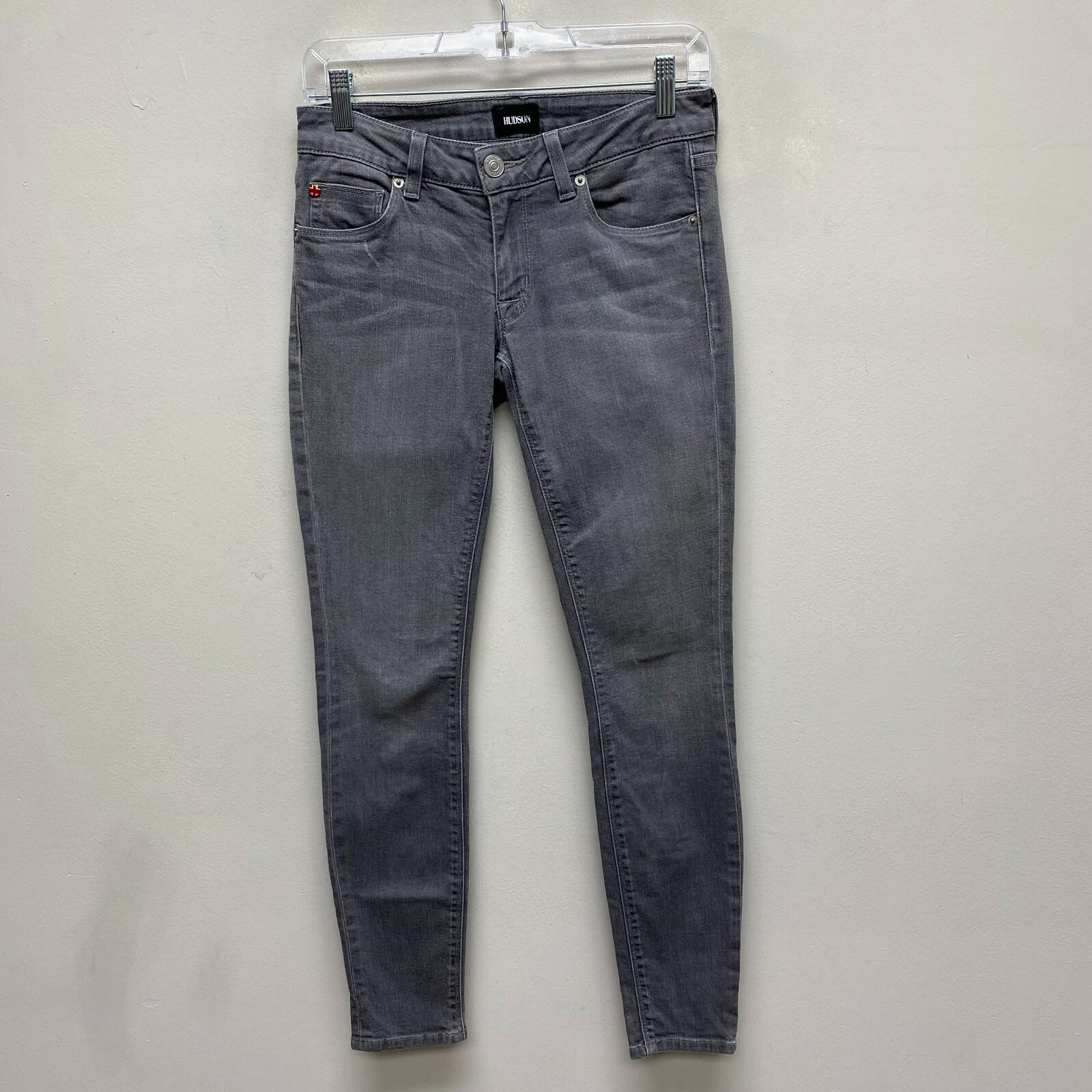Hudson Womens Gray Charcoal Wash Denim Zip Fly Mid Rise Stretch Skinny Jeans 25
