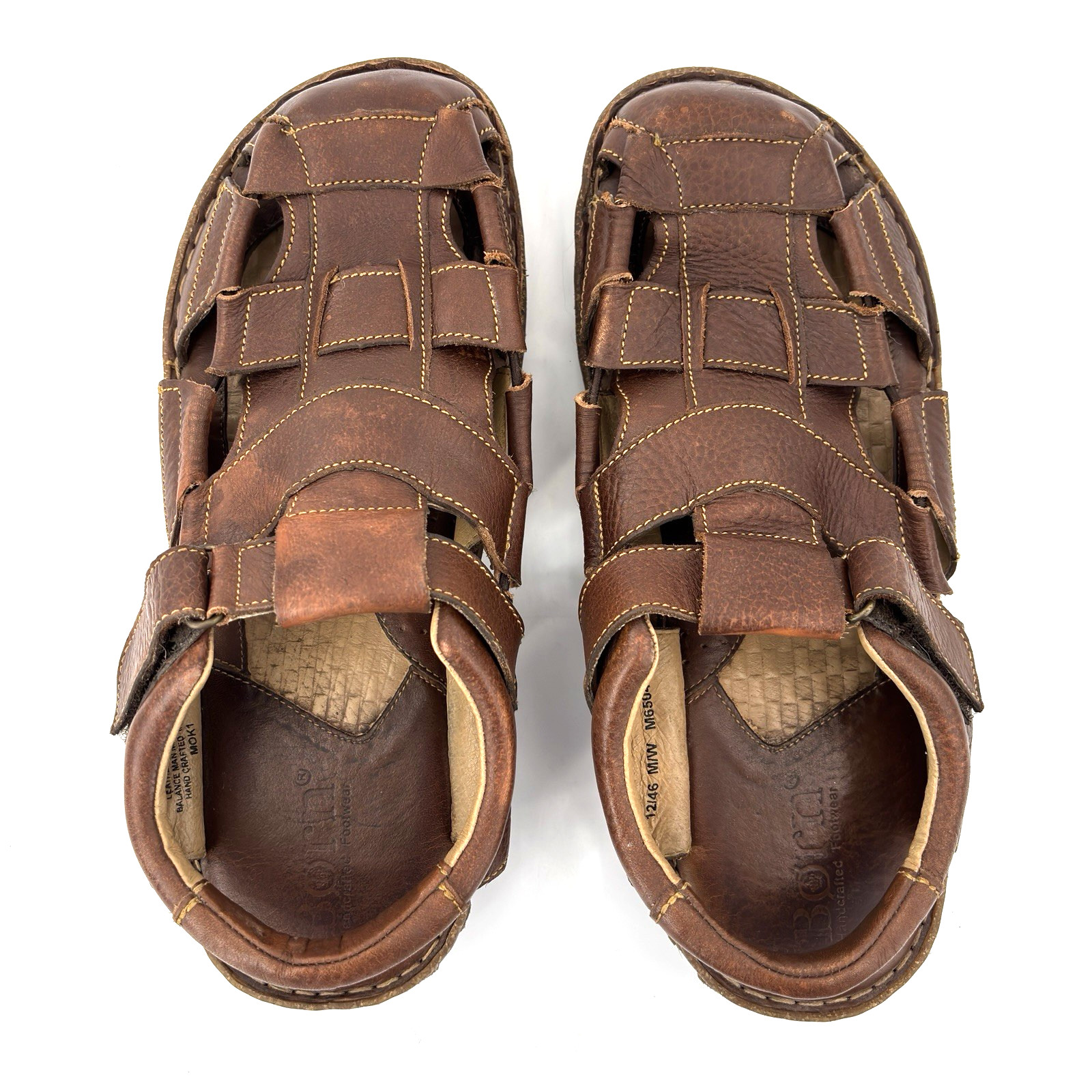 Men 12 Born Cabot III Brown Leather Fisherman Sandals Comfort Casual Shoes M6504
