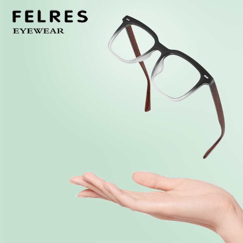 TR90 Photochromic Presbyopic Glasses Men Imitation Wood Square Sunglasses Reader