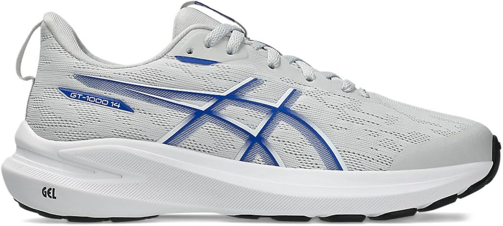 ASICS Unisex-Child Gt-1000 14 Gs – Concrete/Neon Blue – 5.5 Big Kid