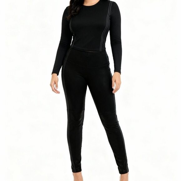 Free People Women’s Black 100% Vegan Leather Moto Grunge Pants Size 0