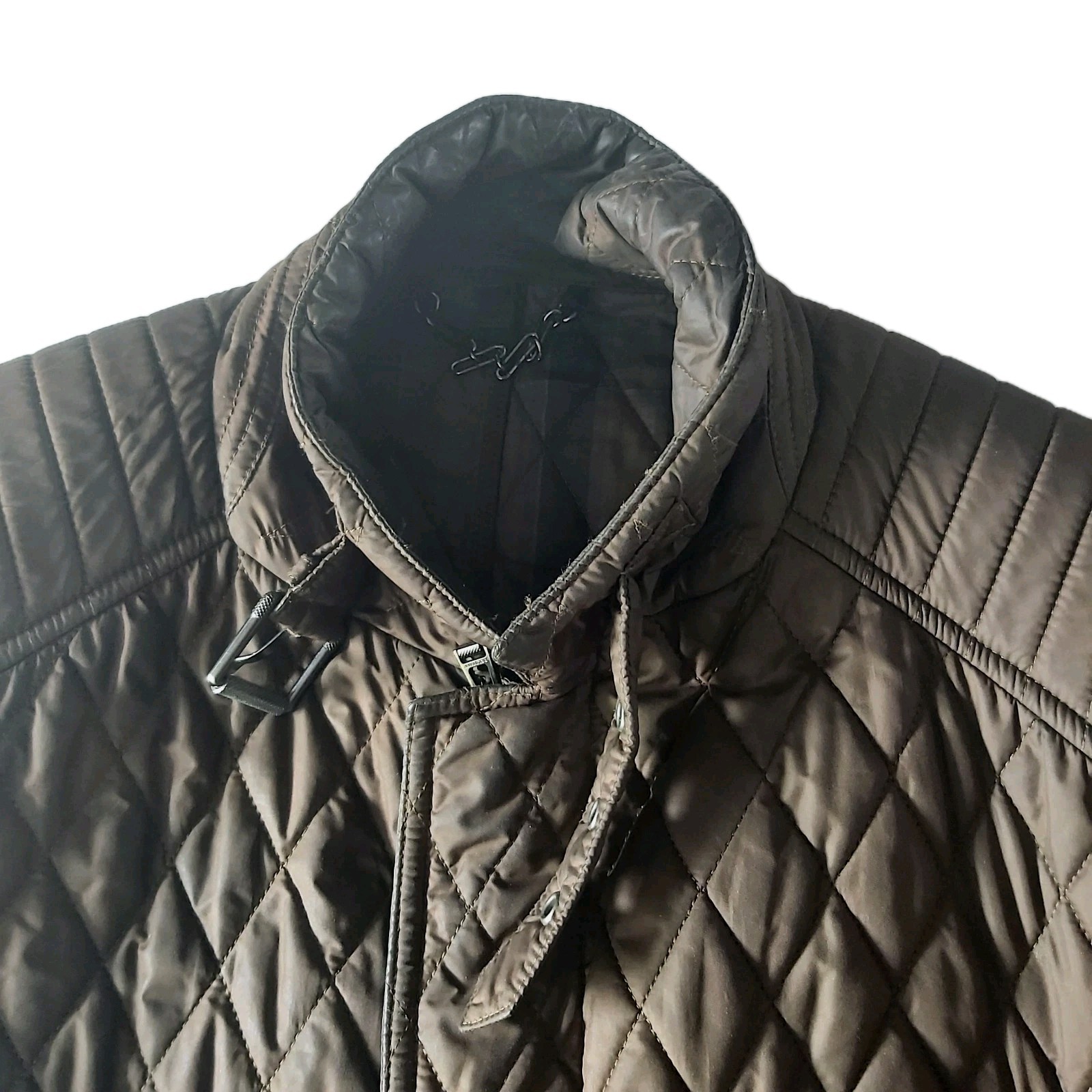 Belstaff Diamond Quilted Jacket Men XL Brown Padded Logo Pockets Zip