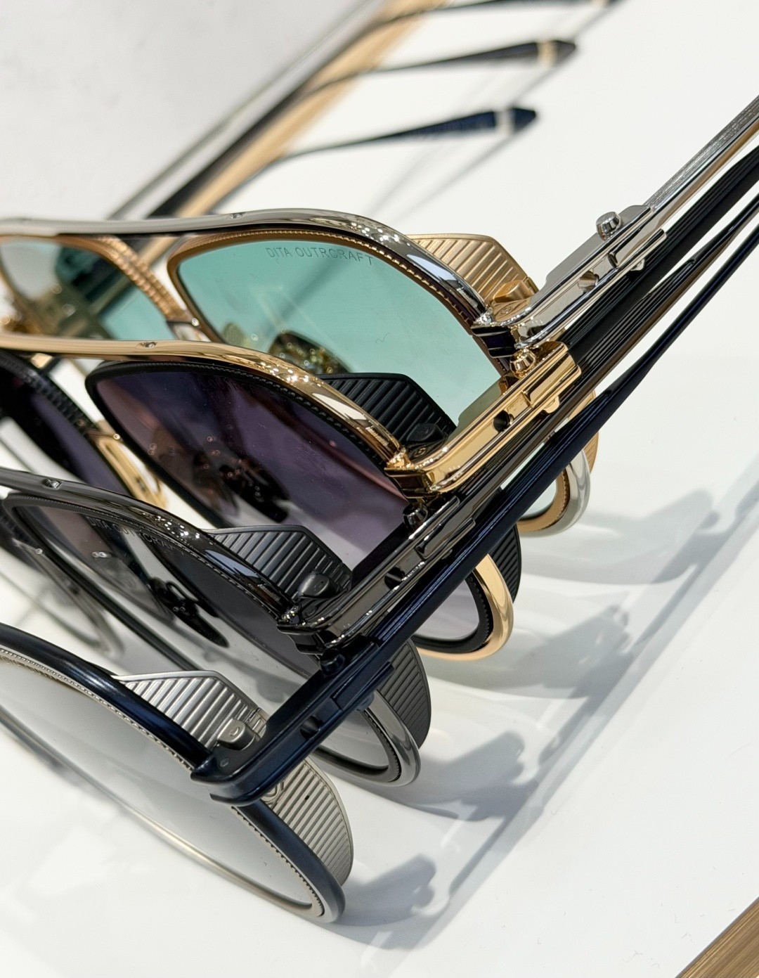 DITA Intracraft DTS188 Sunglasses 54-14-140 Yellow Gold Frame Blue Gray Gradient