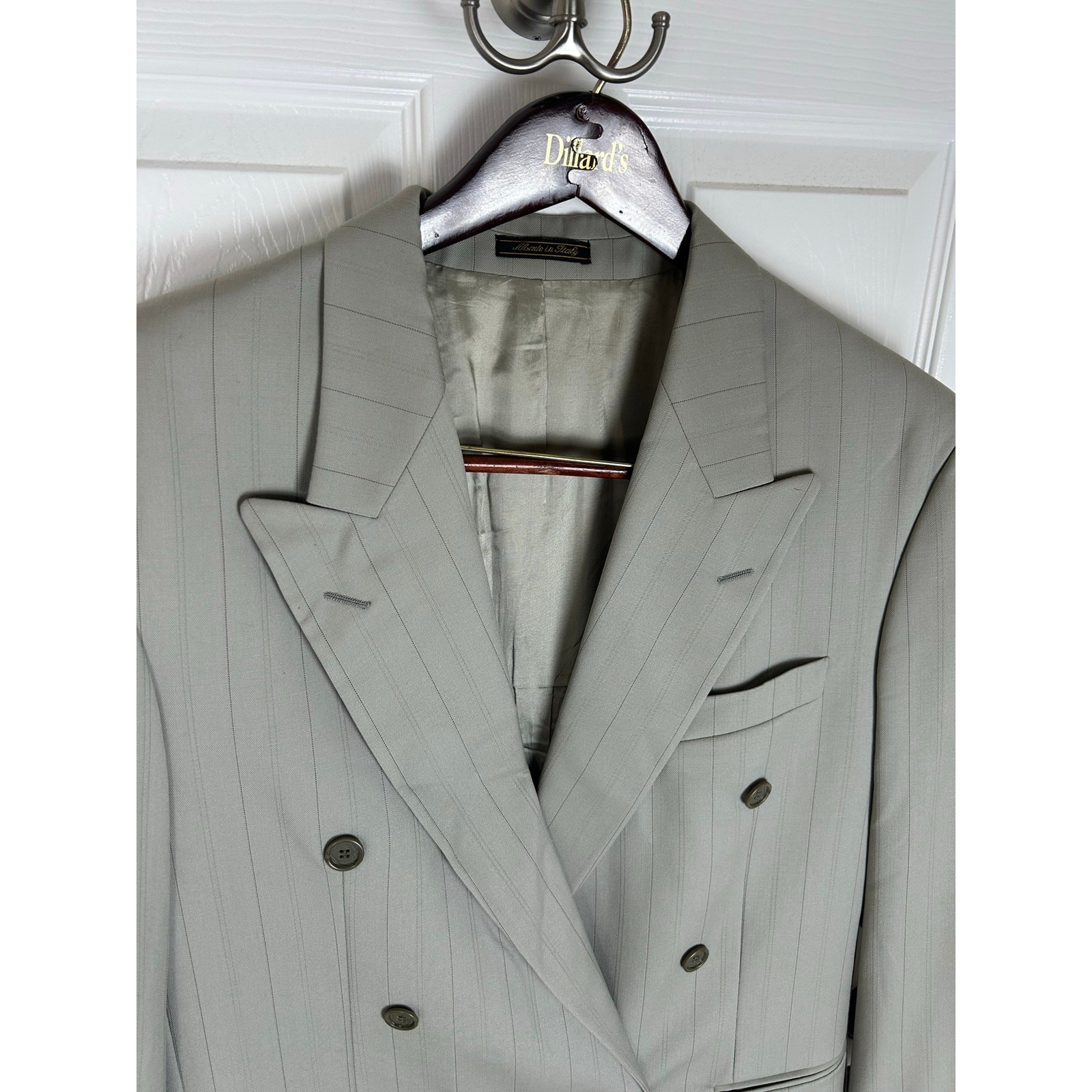 Toscanini Collezione Oro Double-Breasted Pinstripe Blazer Made Italy 52IT 42US