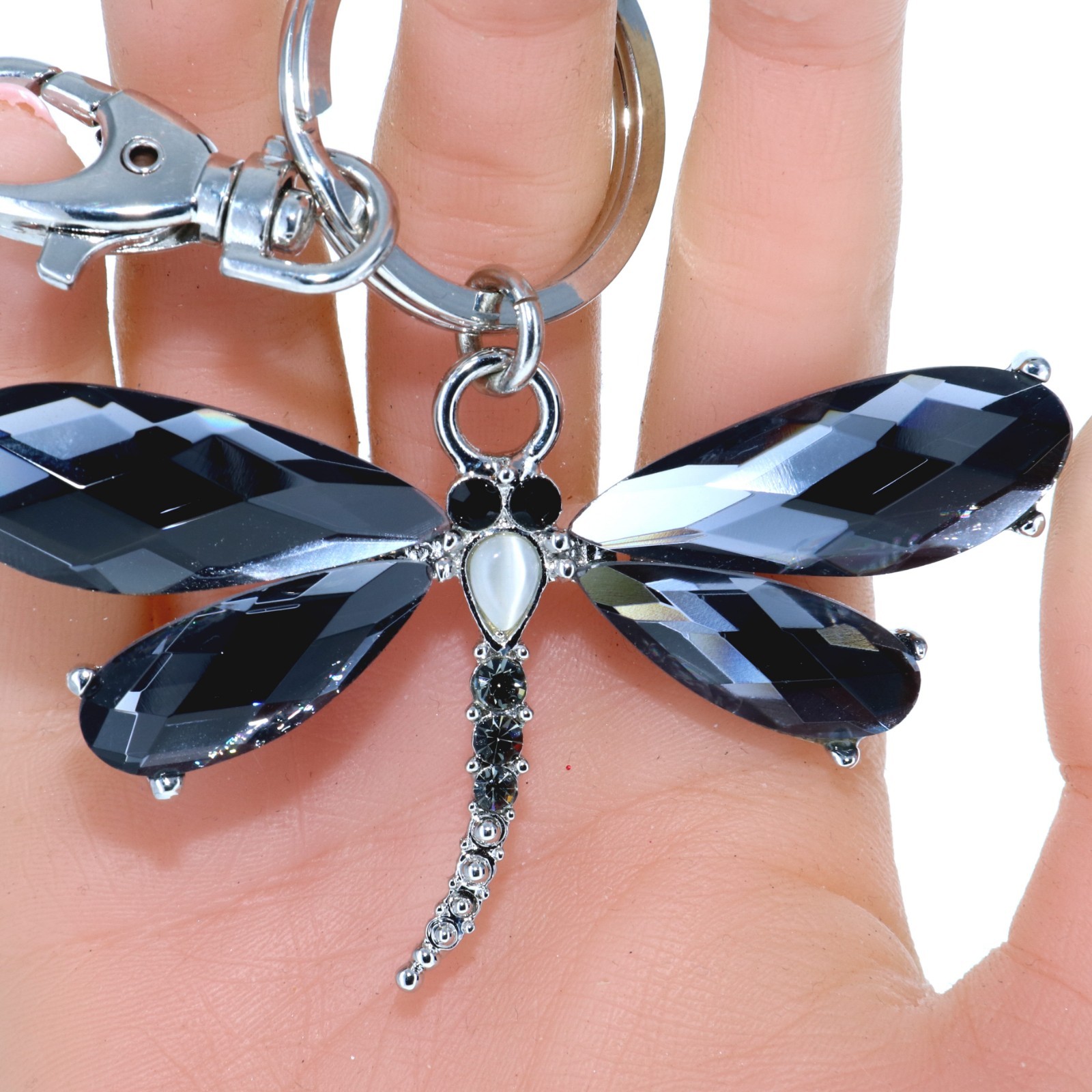 Large Charming Insect Dragonfly Keychain Pendant Rhinestone Crystal