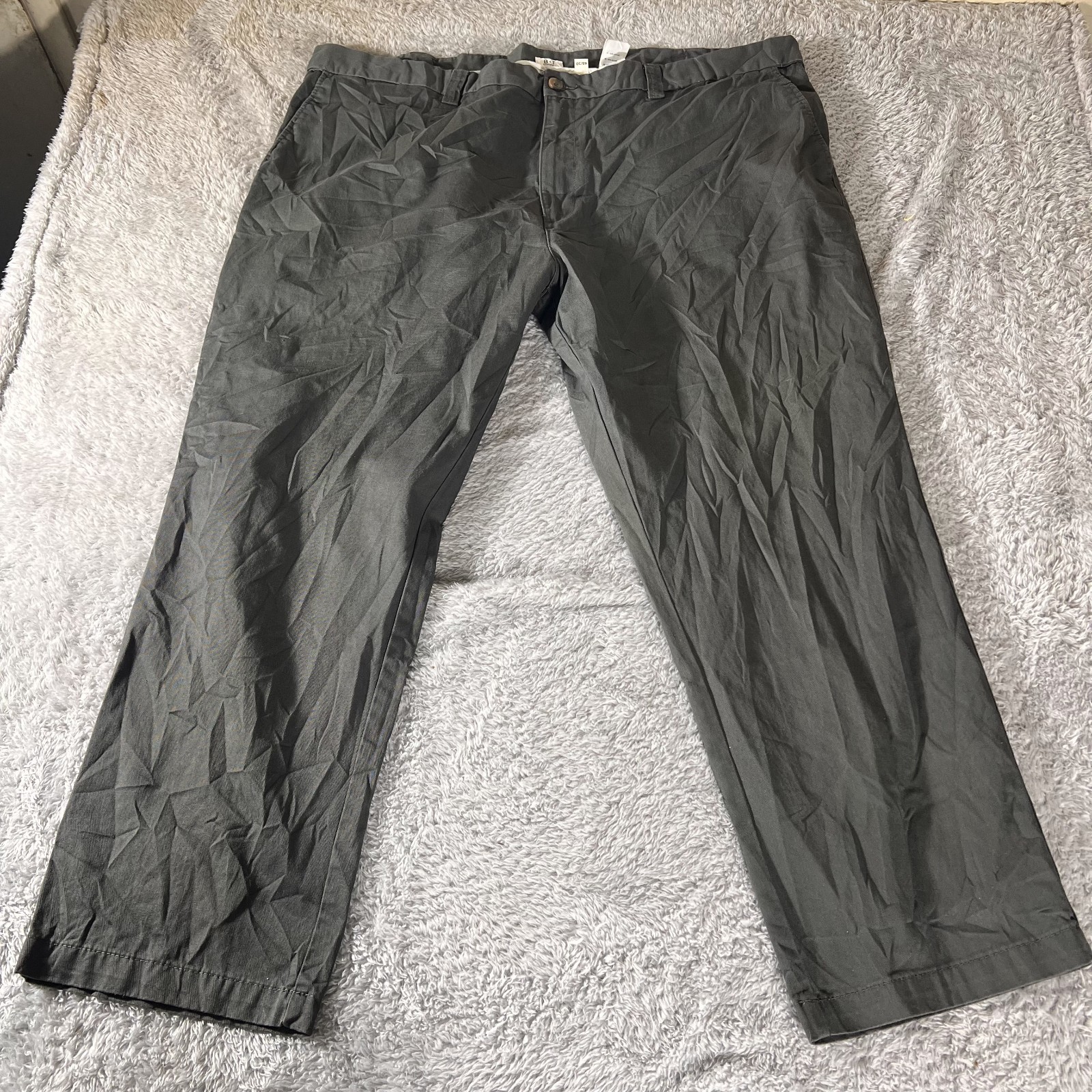 BT Essentials by DXL Chino Pants Mens 48×30 Gray Cotton Straight Leg Career