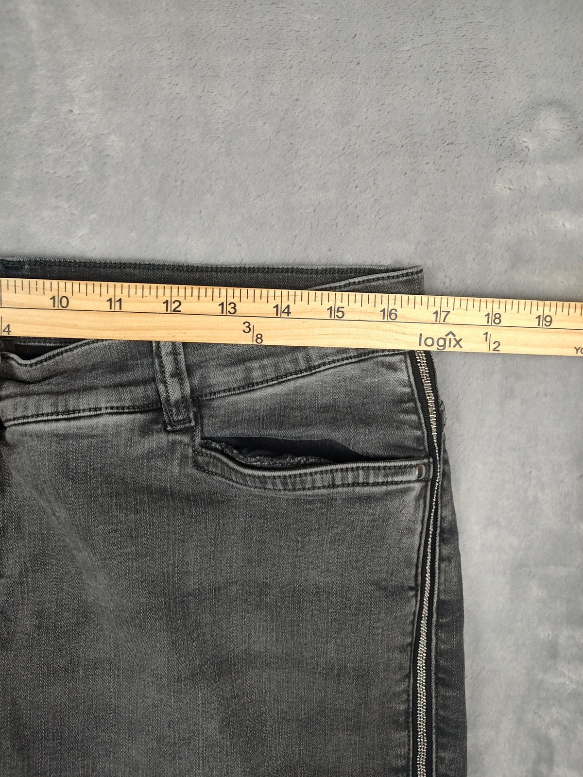 Ulla Popken Jeans Womens 14 Gray High Rise Skinny Side Zip Denim Charcoal Wash