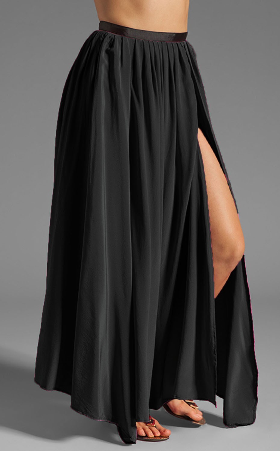Satin Half Circle Belly Dance Skirt – One Side Slit Performance Dancewear S94
