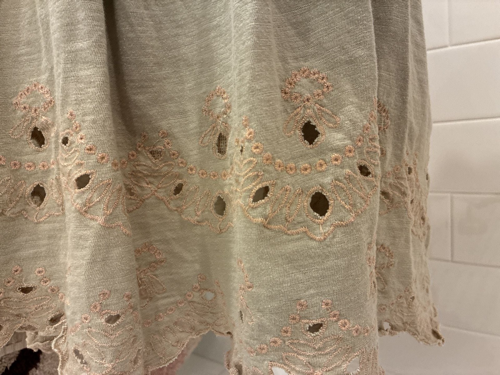 Free People Embroidered Scallop Tank with Open Back