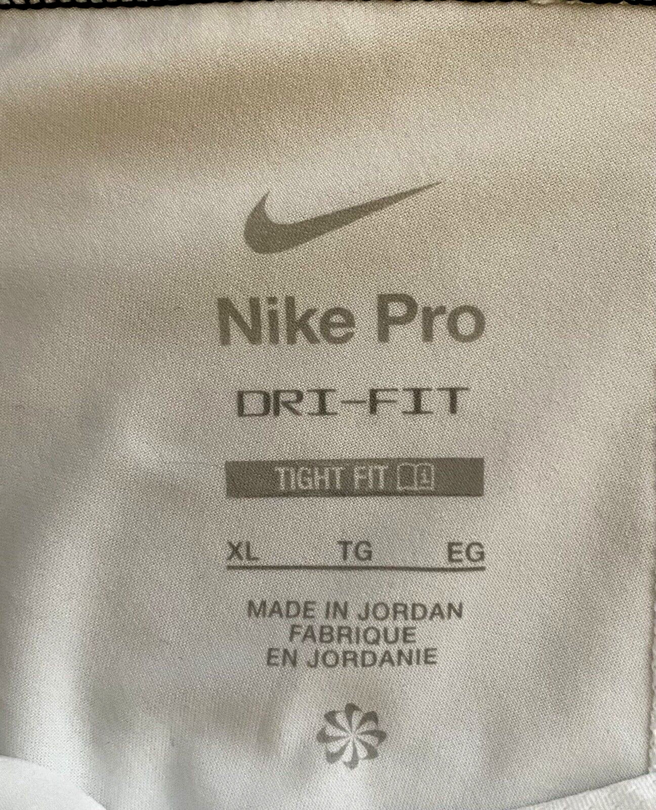 NIKE PRO Sz XL White Black Tight Fit Mens Training Long Shorts Move To Zero NEW