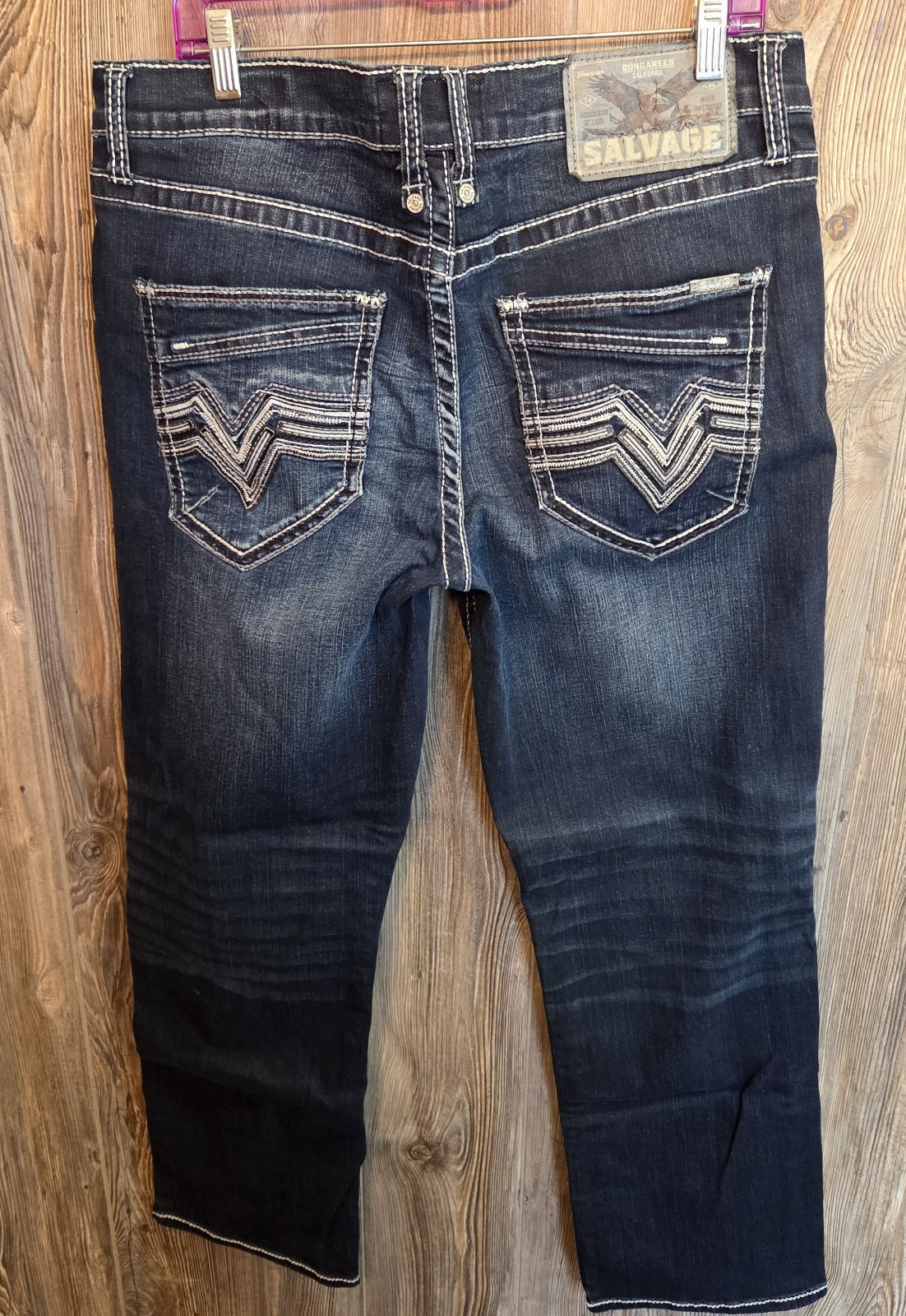 Salvage Supply Co Denim Blue Jeans Men 36×30 Anarchy Straight Relaxed Fit Buckle
