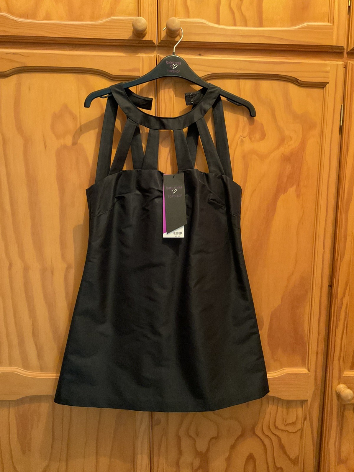 BNWT KATE MOSS TOPSHOP DARKEST MIDNIGHT BLUE SHIFT CAGE DRESS UK 10 38 +Hanger