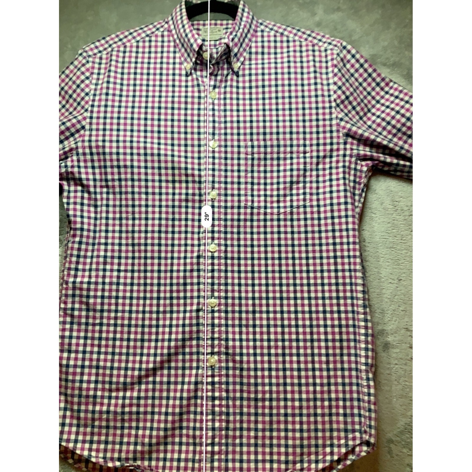 J.Crew Mens Tailored Gingham Check Button Down Shirt Purple Navy White Size M