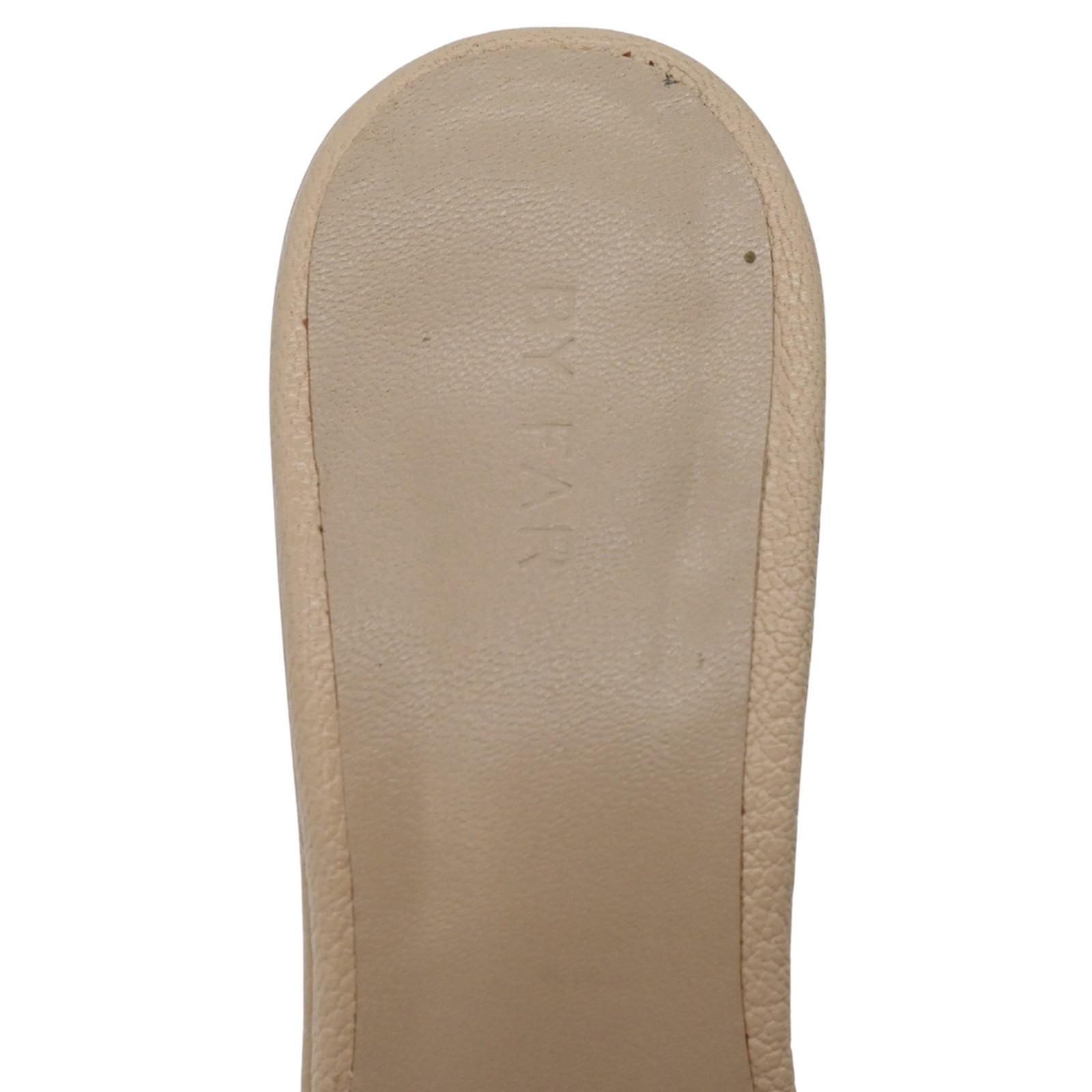BY FAR | Nude Mora Leather Heel Mules Size 39