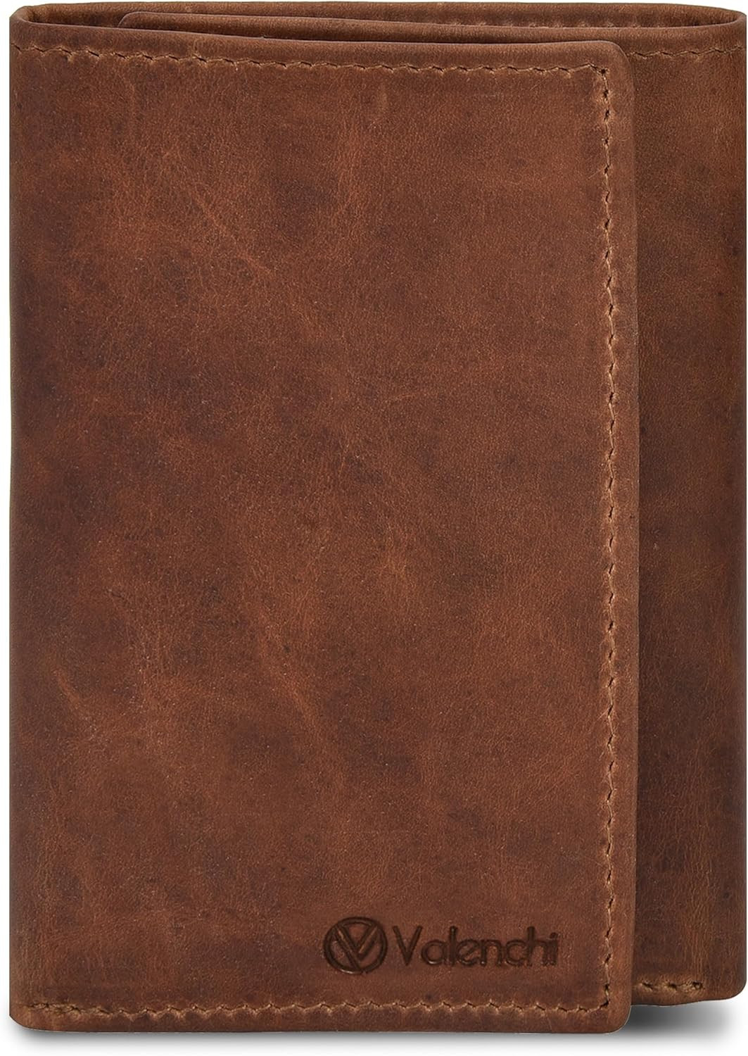 Genuine Real Leather Trifold Men’S Wallet – with Card Holder Slots, ID Window an
