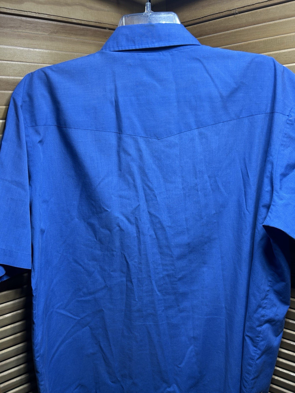 Plainsman 2XL Pearl Snap Short Sleeve Blue Western Shirt