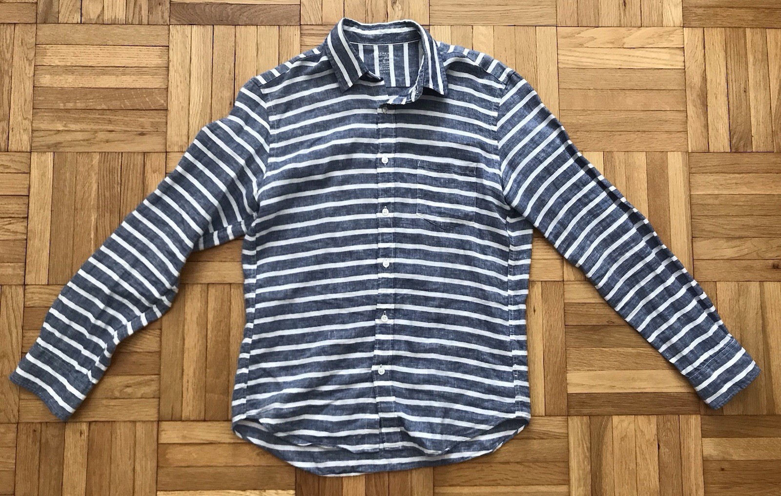 Size Medium Mens J.Crew Baird McNutt Irish Linen Slim Fit Shirt Blue Stripes