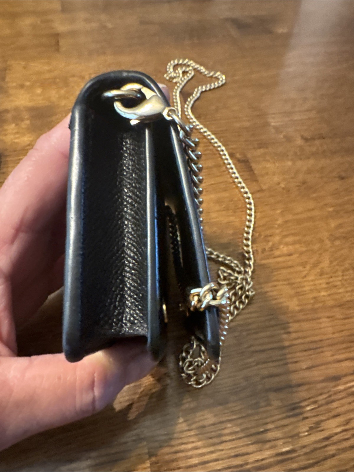 NEW Coach Mini Leather Wallet On A Chain Black C0059